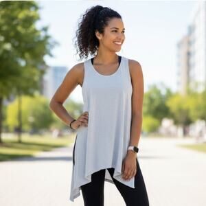 Lululemon Strength in Stance Asymmetrical Hem Tunic Tank Top Gray Womens M